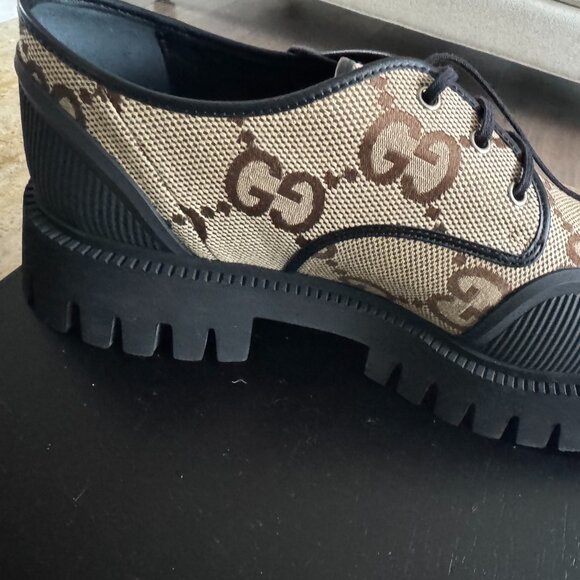 New Gucci Maxi GG Supreme Canvas Men Lace-Up Shoes - Picture 6 of 12